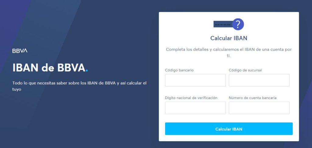 Para calcular el IBAN de otro banco necesitarás el código bancario, sucursal, número de verificación y cuenta. 